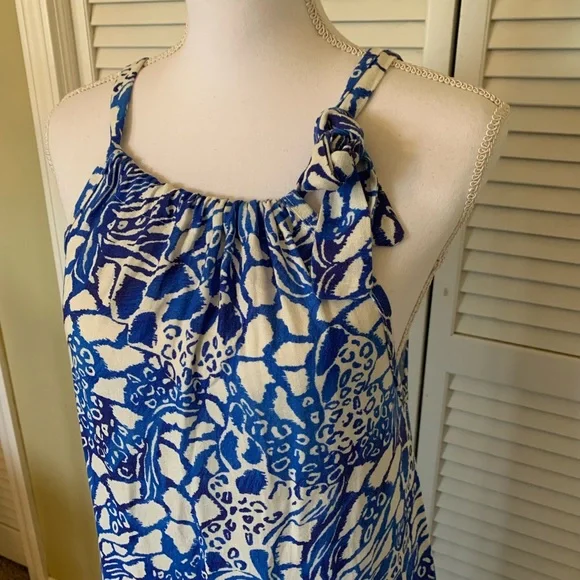 Claudia Collezioni Blue & White Floral Linen Blend Maxi Dress Size S - Picture 5 of 8